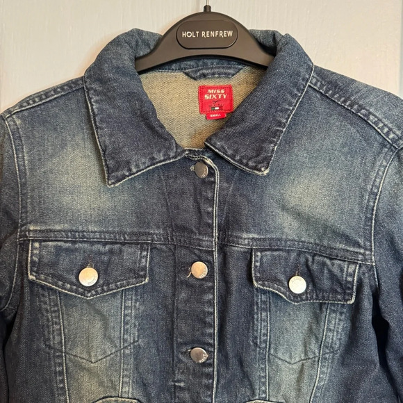 VTG Miss Sixty Denim Jean Jacket Sz Small Y2K Cropped Zipper Italy 90s Archive - Picture 3 of 13